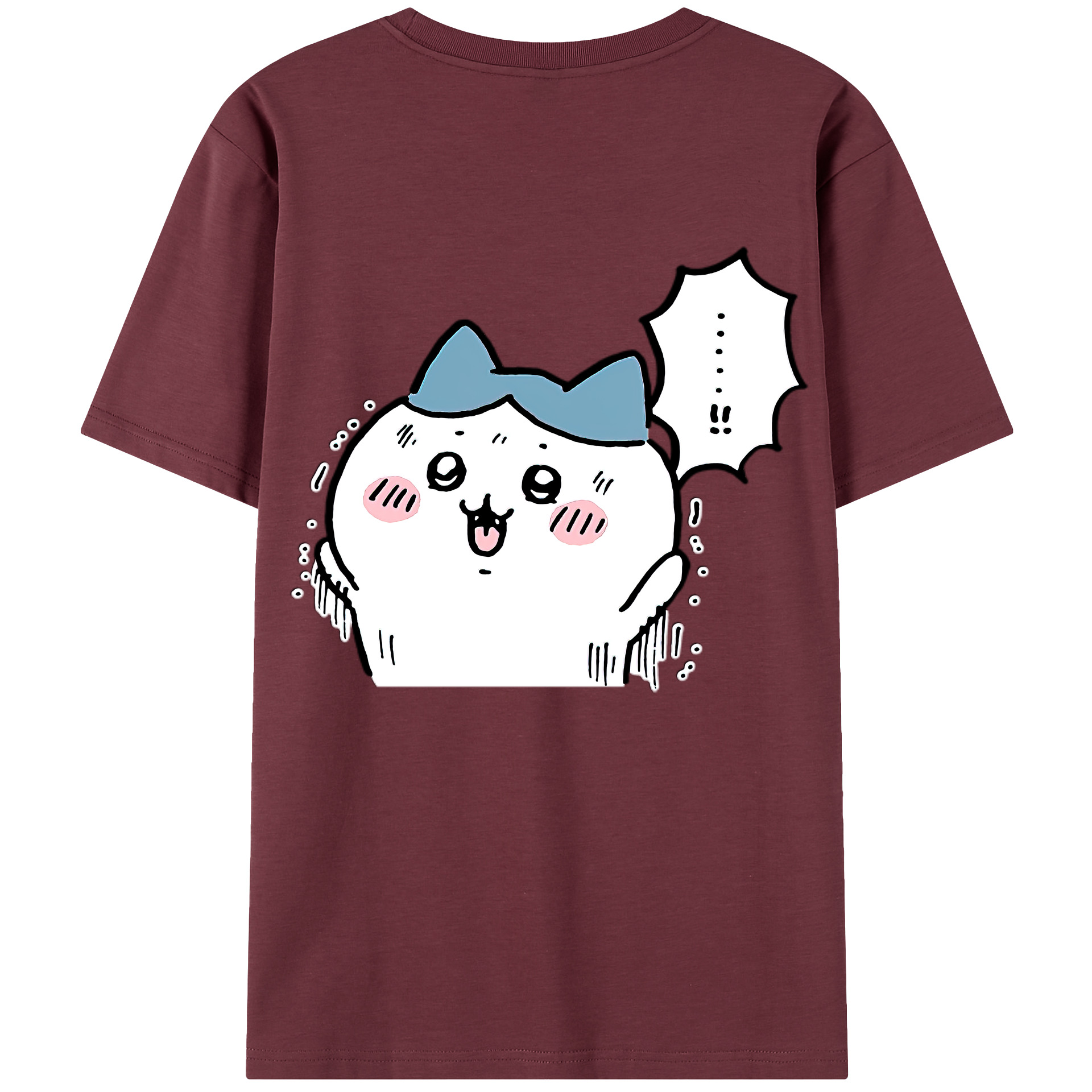 （画像用） ちいかわ ハチワレ Chii-kawa hachiware 綿100％半袖Tシャツ（背面プリント）